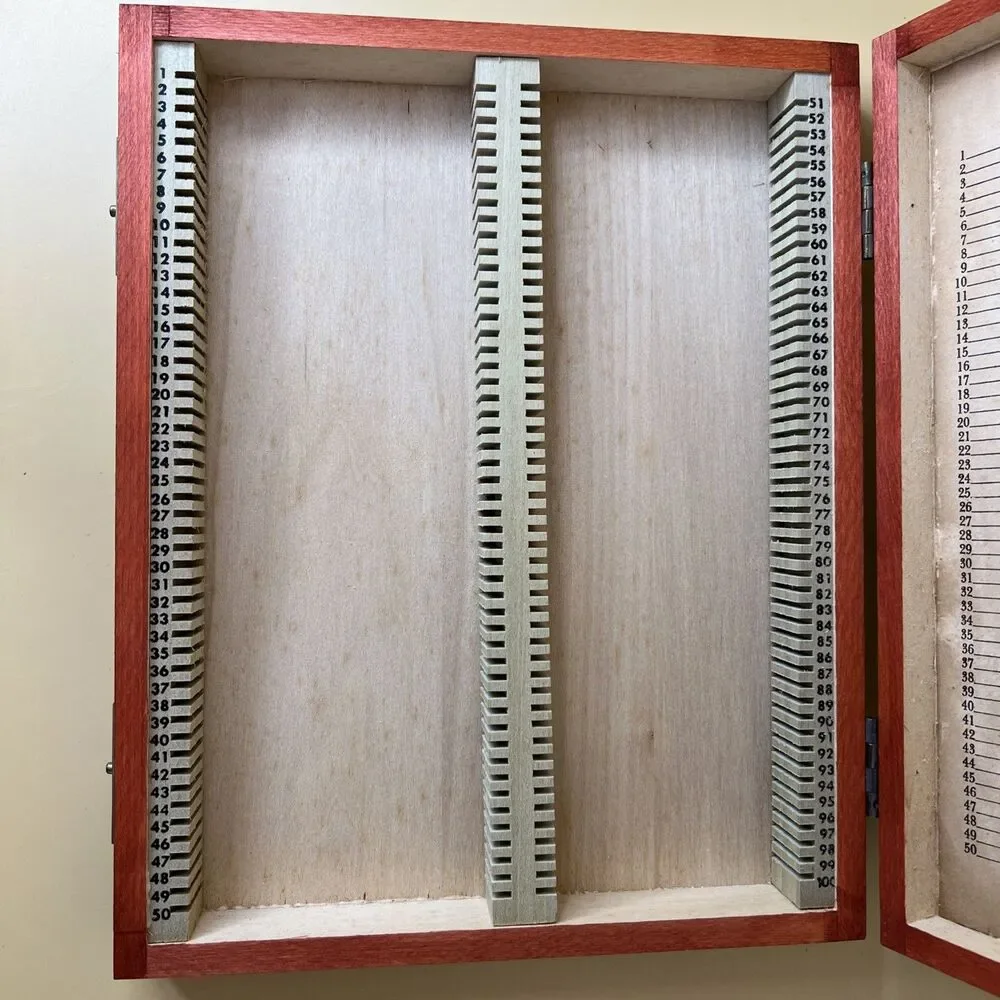 Microscope Slide Storage Case Box 100 Slides Wood -Adjustable Middle